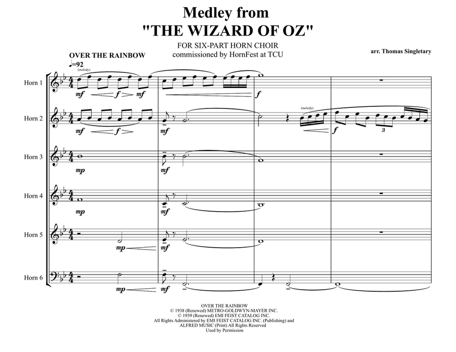 Medley: Over The Rainbow with Ding-Dong! The Witch Is Dead, Follow The Yellow Brick Road, and We'... Horn scores gallery preview page 2