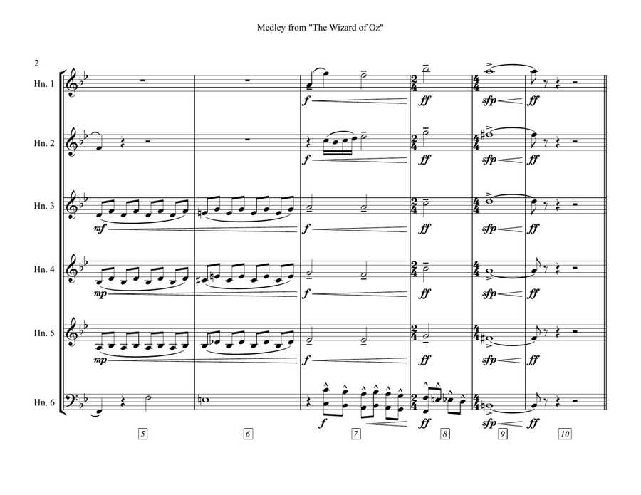 Medley: Over The Rainbow with Ding-Dong! The Witch Is Dead, Follow The Yellow Brick Road, and We'... Horn scores gallery preview page 3