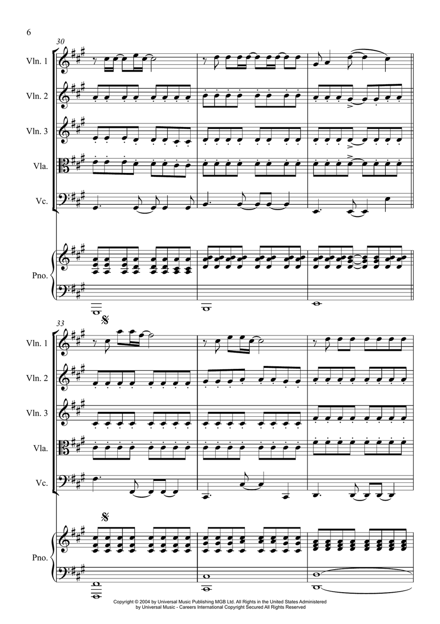 Somewhere Only We Know Somewhere Only We Know String Quartet scores gallery preview page 6