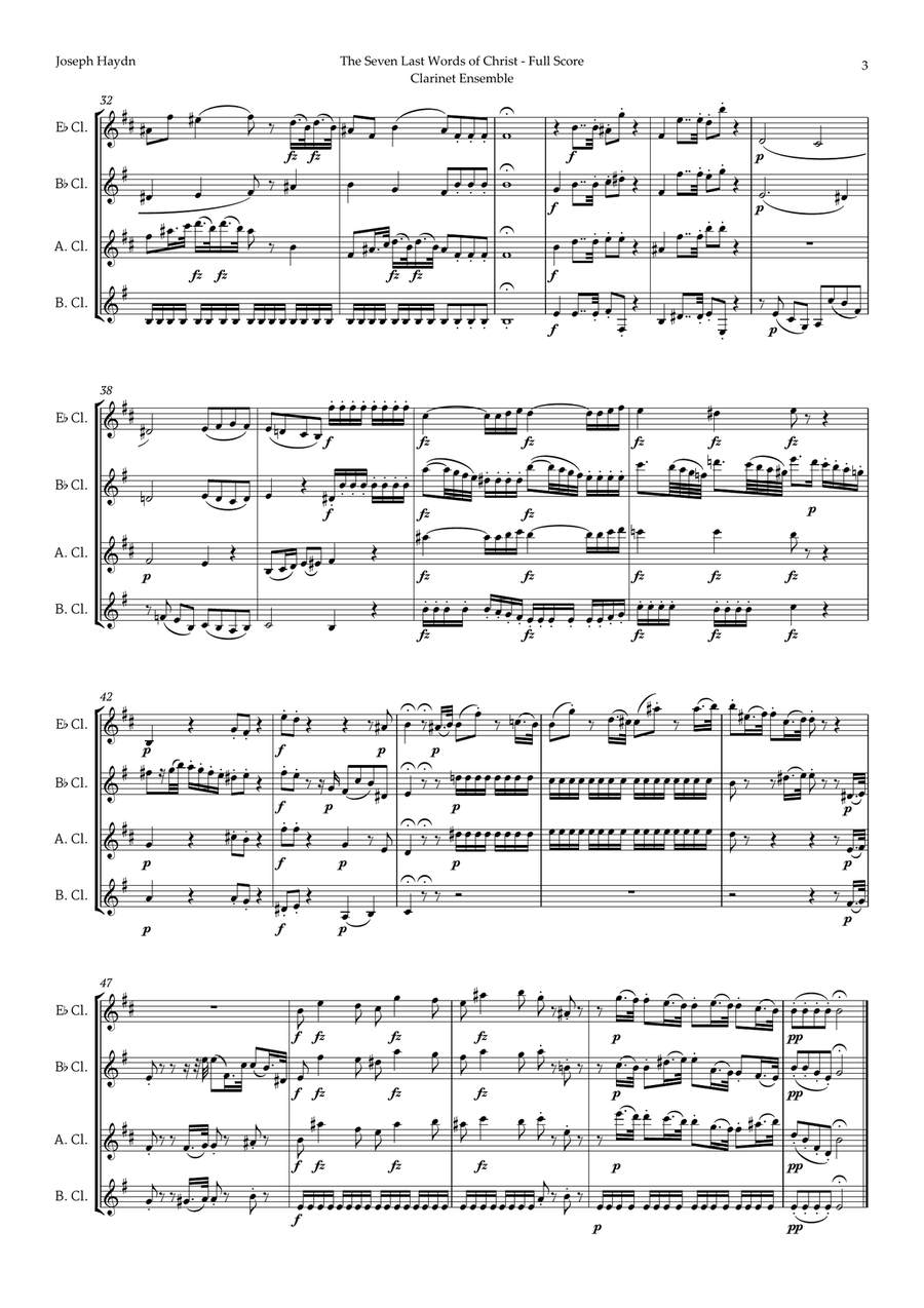 The Seven Last Words of Christ by Haydn for Clarinet Ensemble Woodwind Ensemble scores gallery preview page 3