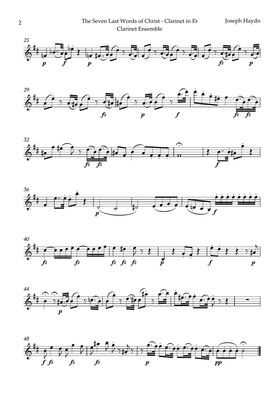 The Seven Last Words of Christ by Haydn for Clarinet Ensemble Woodwind Ensemble scores gallery preview page 5