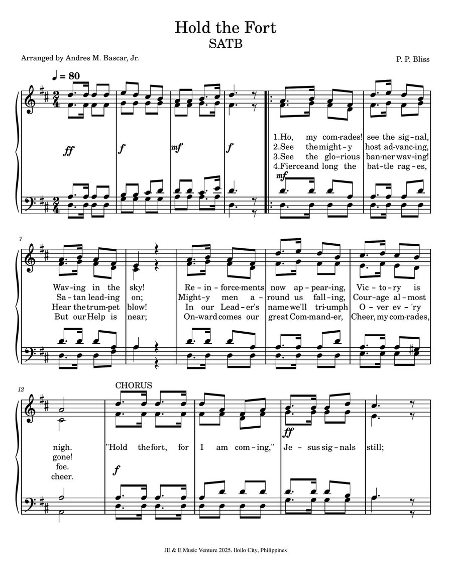 Hold the Fort Hold the Fort 4-Part scores gallery preview page 1