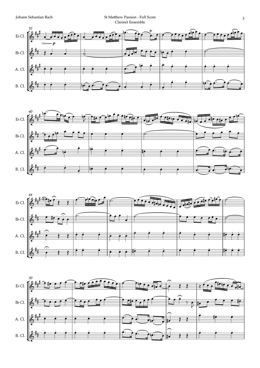 Aus Liebe will mein Heiland sterben by Bach for Clarinet Ensemble Woodwind Ensemble scores gallery preview page 3