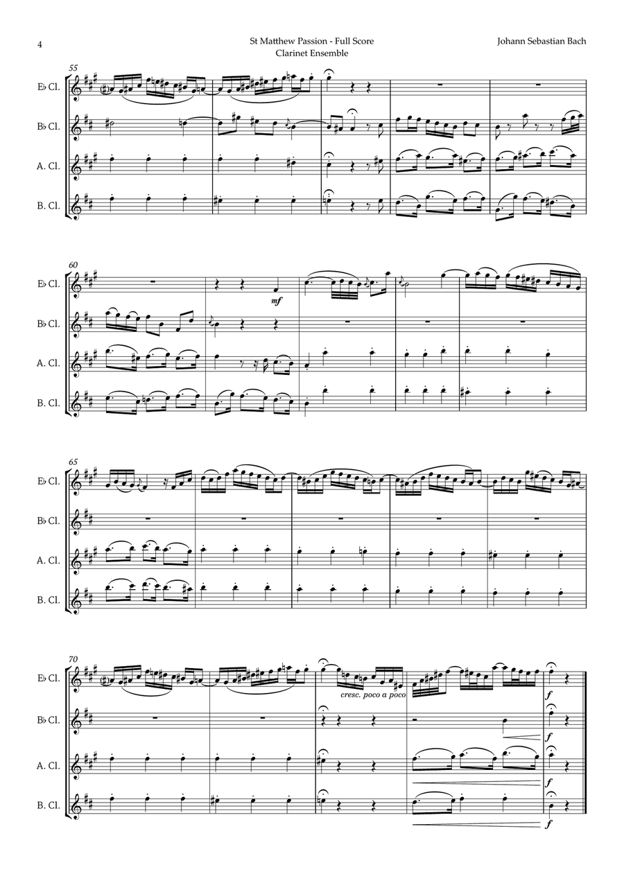 Aus Liebe will mein Heiland sterben by Bach for Clarinet Ensemble Woodwind Ensemble scores gallery preview page 4
