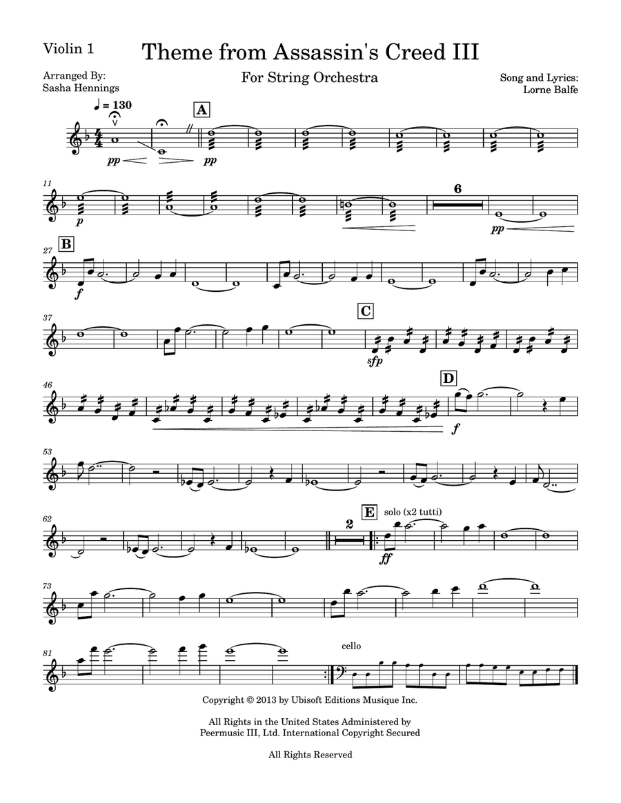 Assassin's Creed III Main Title String Orchestra scores gallery preview page 6