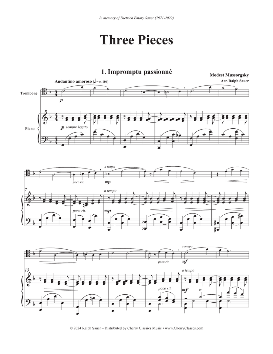 Three Pieces for Trombone and Piano Piano scores gallery preview page 5
