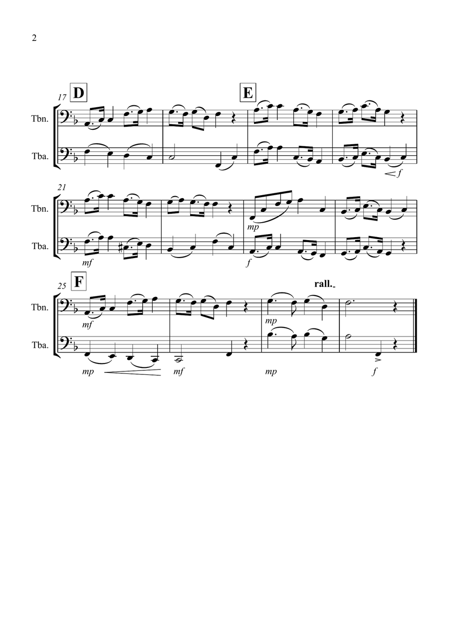Largo (from The New World Symphony) for Trombone and Tuba Duet Brass Duet scores gallery preview page 2