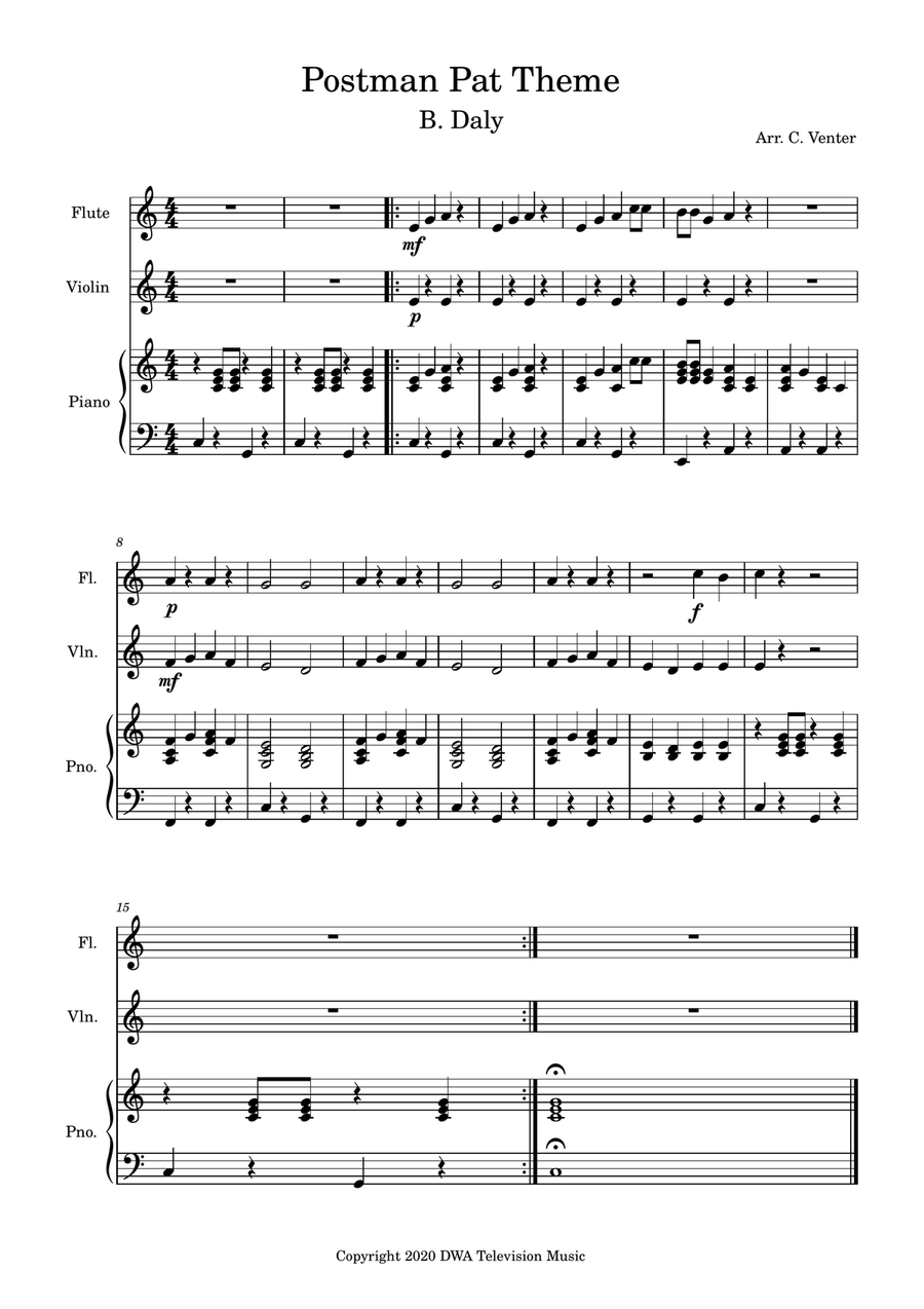 Postman Pat Postman Pat Flute scores gallery preview page 1