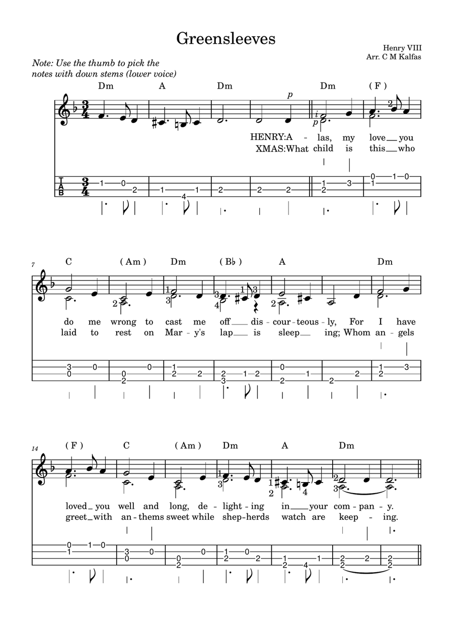 Greensleeves (What Child is This) Ukulele scores gallery preview page 1