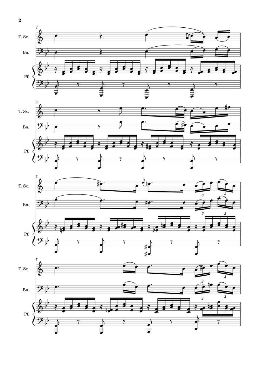 Ave Maria by F. Schubert – T. Sax, Bassoon and Piano. Score and Parts Small Ensemble scores gallery preview page 2