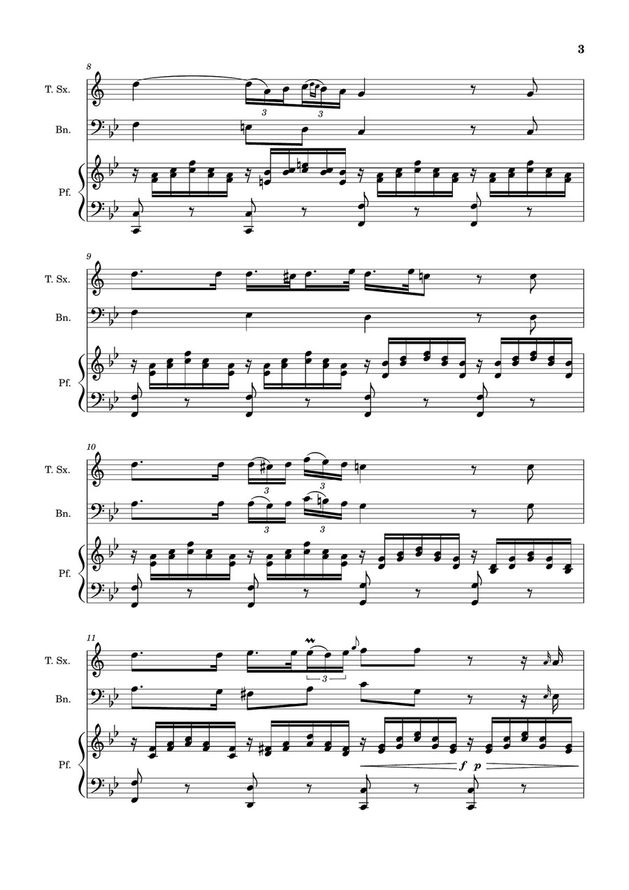 Ave Maria by F. Schubert – T. Sax, Bassoon and Piano. Score and Parts Small Ensemble scores gallery preview page 3