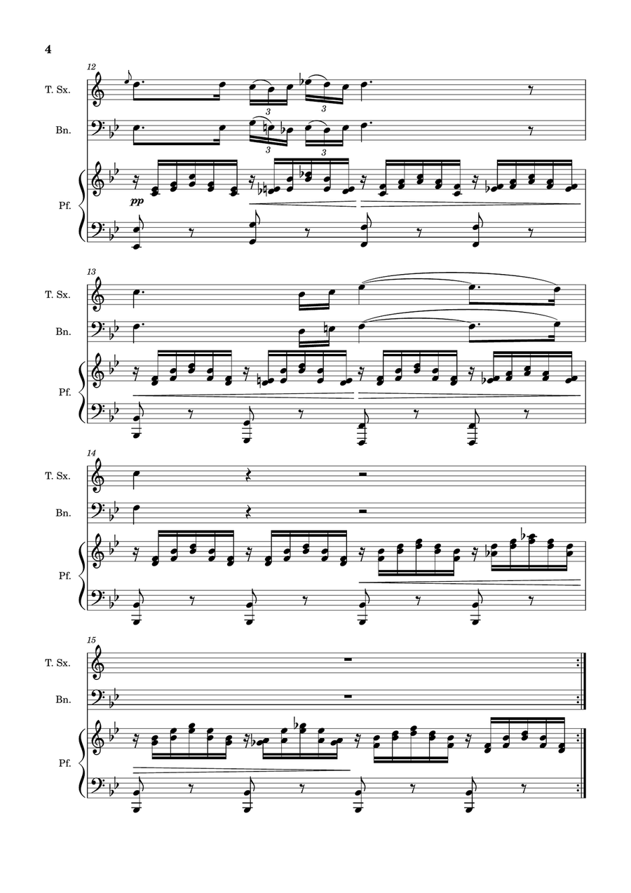 Ave Maria by F. Schubert – T. Sax, Bassoon and Piano. Score and Parts Small Ensemble scores gallery preview page 4