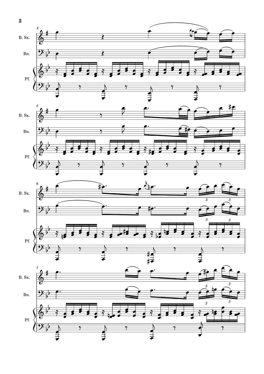 Ave Maria by F. Schubert – B. Sax, Bassoon and Piano. Score and Parts Small Ensemble scores gallery preview page 2