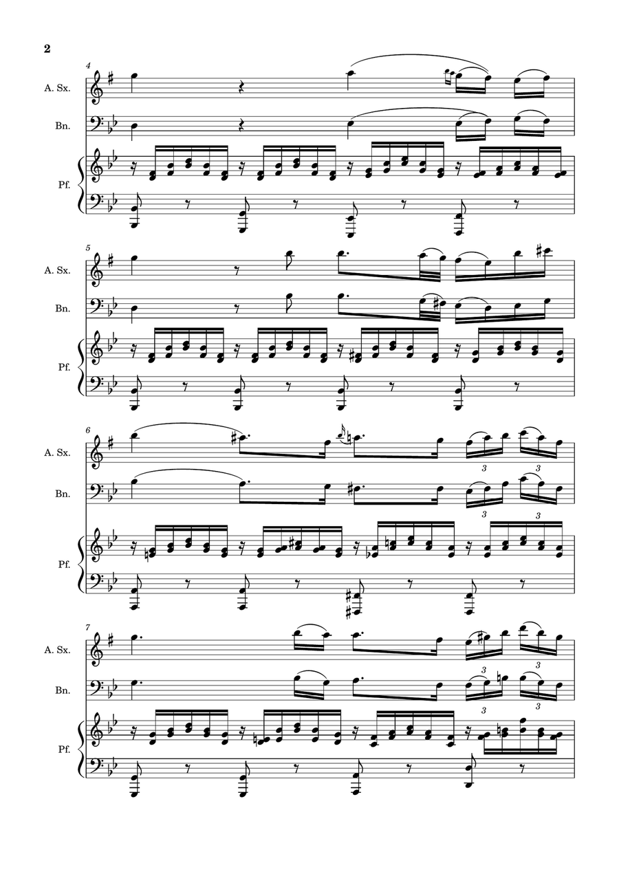 Ave Maria by F. Schubert – A. Sax, Bassoon and Piano. Score and Parts Small Ensemble scores gallery preview page 2