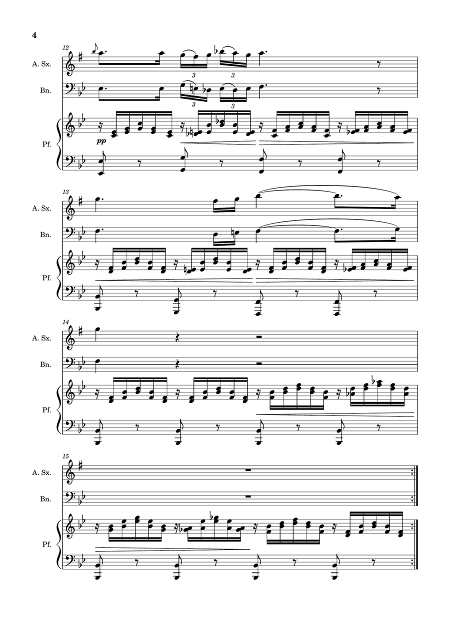 Ave Maria by F. Schubert – A. Sax, Bassoon and Piano. Score and Parts Small Ensemble scores gallery preview page 4