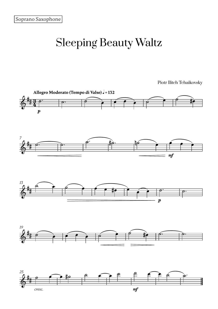 Tchaikovsky - Sleeping Beauty Waltz for Soprano Saxophone and Trombone Trombone Duet scores gallery preview page 2