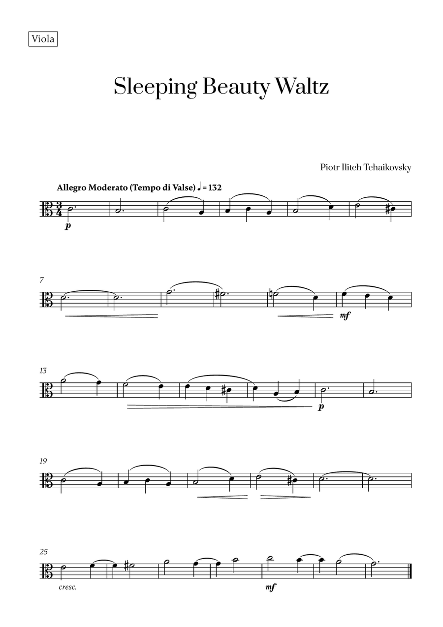 Tchaikovsky - Sleeping Beauty Waltz for Viola and Trombone Trombone scores gallery preview page 2