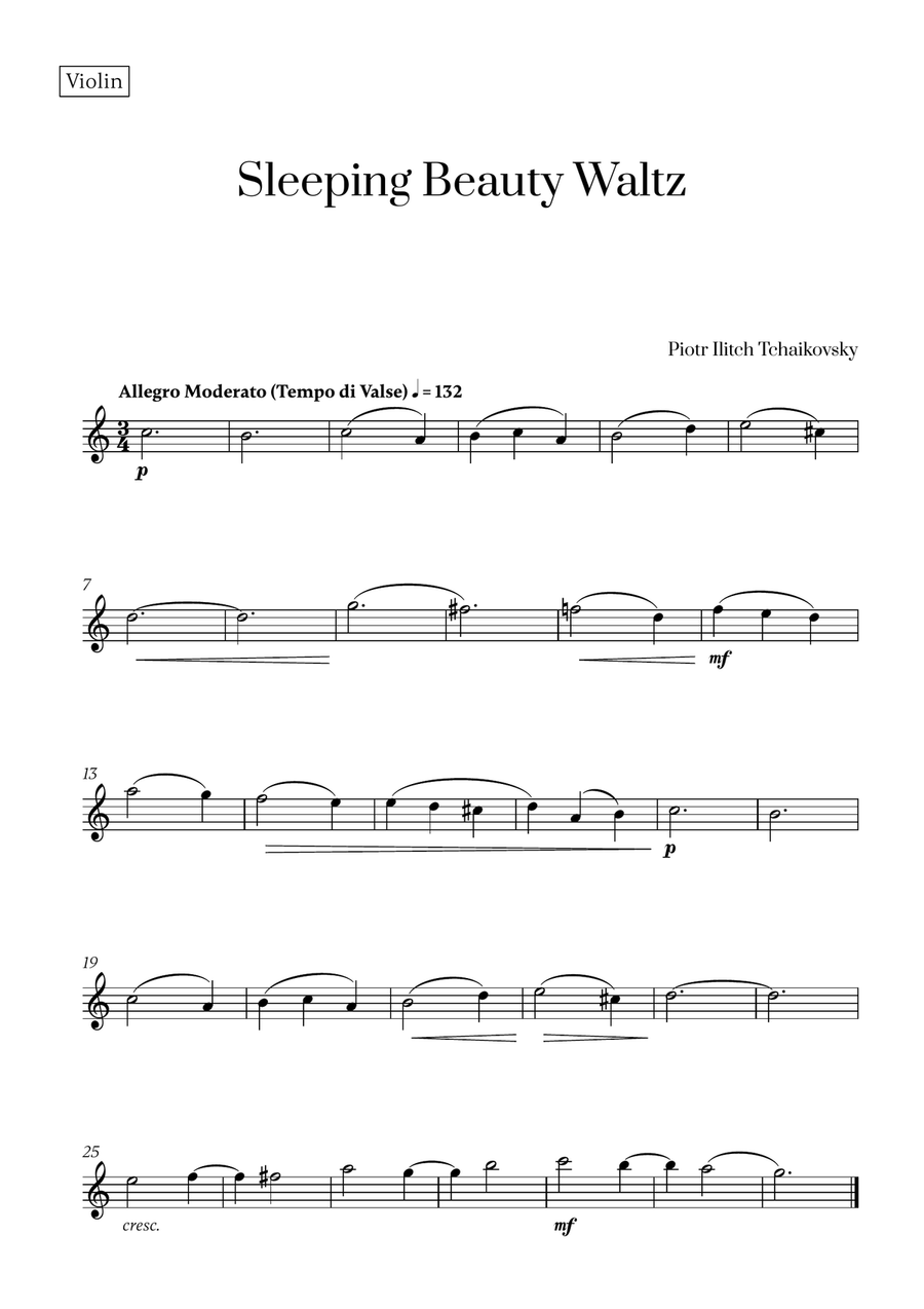 Tchaikovsky - Sleeping Beauty Waltz for Violin and Trombone Trombone scores gallery preview page 2