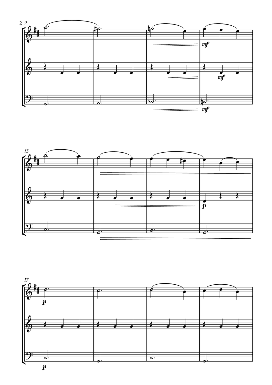 Tchaikovsky - Sleeping Beauty Waltz (for Clarinet, Flute and Trombone) Small Ensemble scores gallery preview page 2