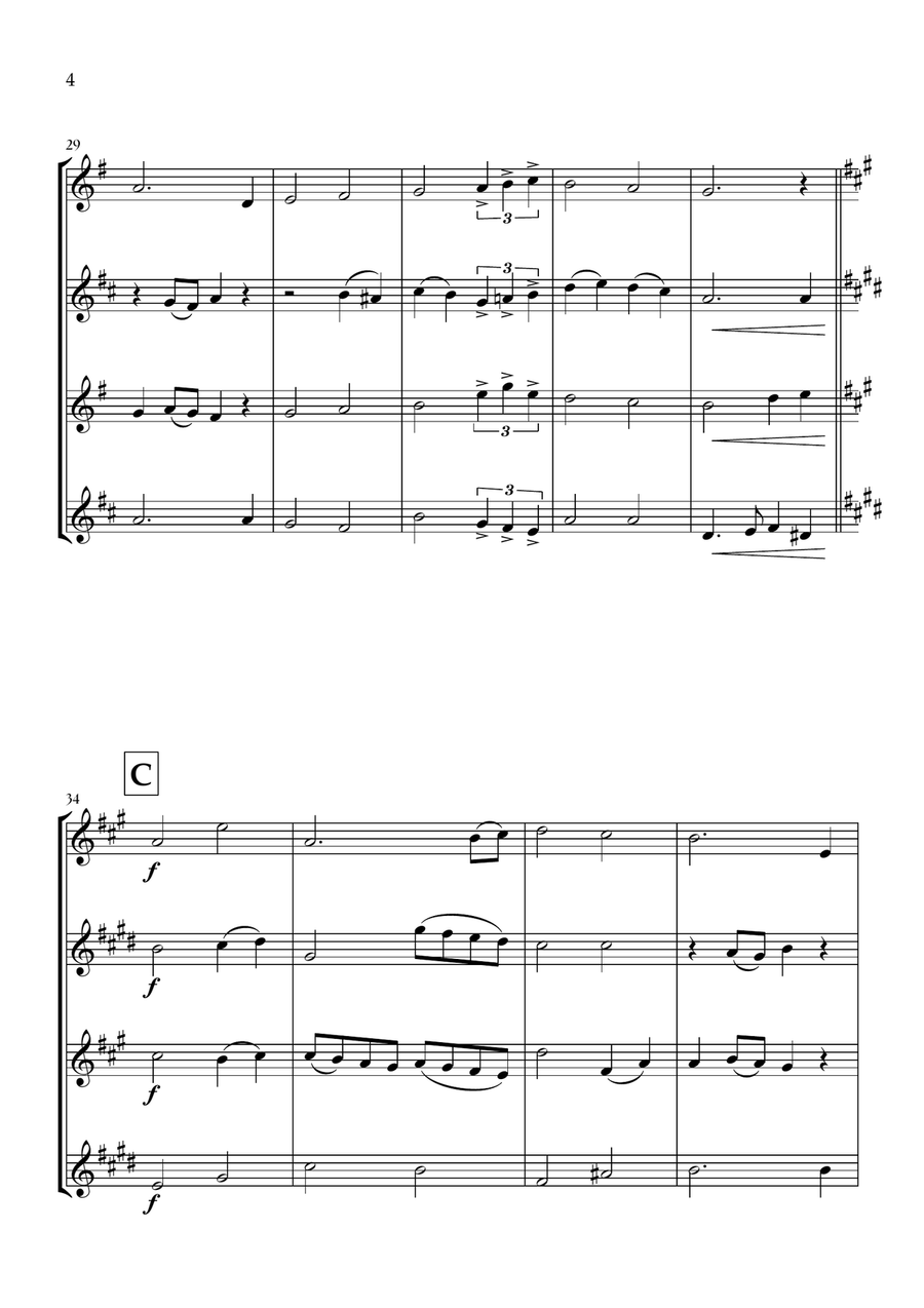 Can't Help Falling In Love Saxophone Quartet scores gallery preview page 4