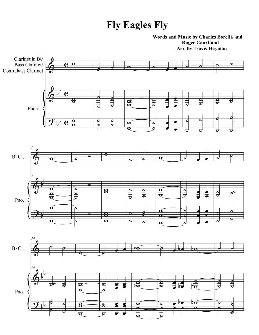 Fly Eagles Fly - for Bb Soprano Clarinet/Bb Bass Clarinet/ Bb Contrabass Clarinet with Piano Accomp B-Flat Clarinet scores gallery preview page 3