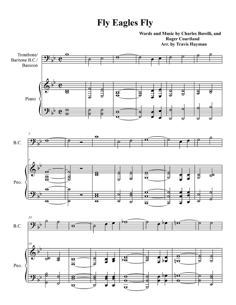 Fly Eagles Fly - for Trombone/Baritone Horn B.C./Bassoon with Piano Accompaniment Bassoon scores gallery preview page 3