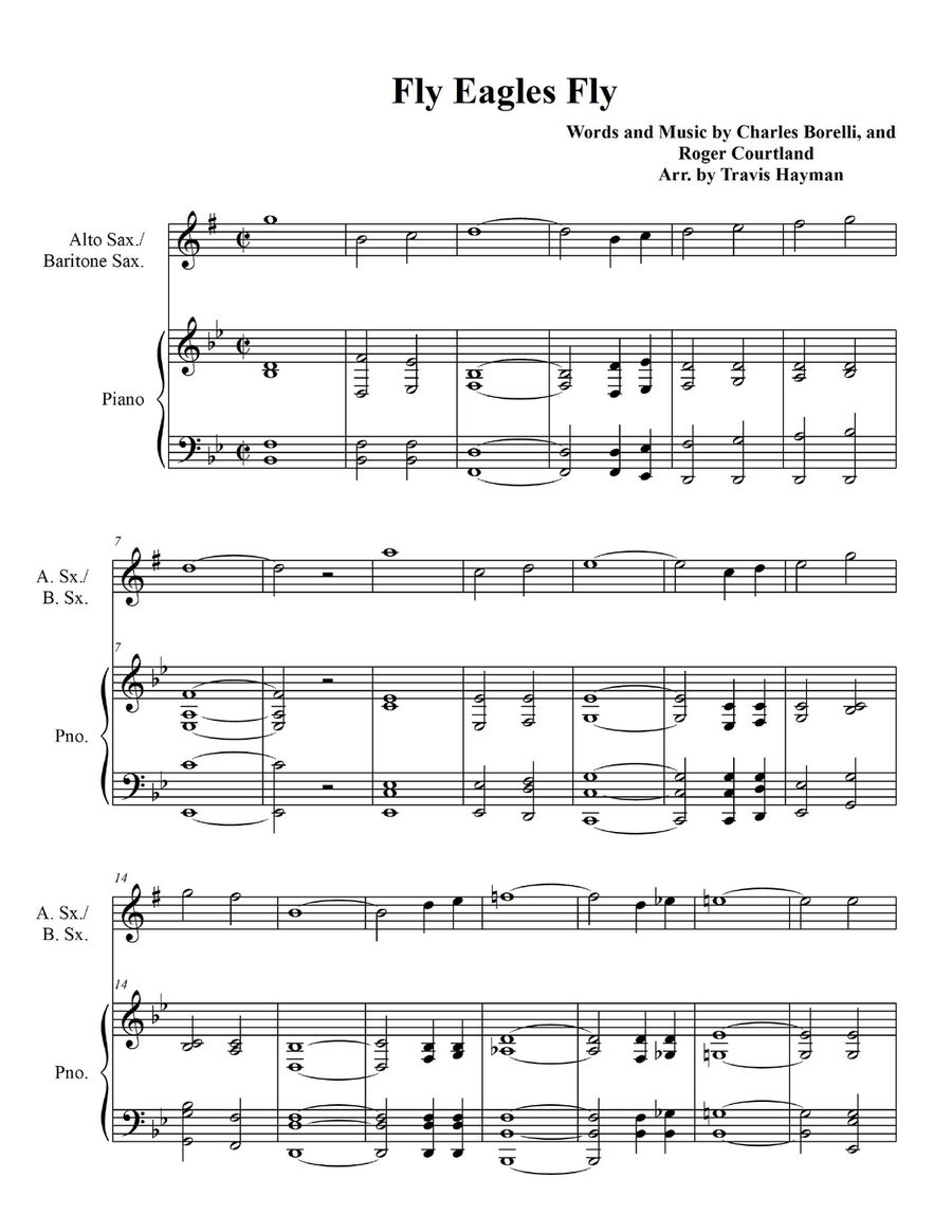 Fly Eagles Fly - for Alto Sax./Baritone Sax. with Piano Accompaniment Baritone Saxophone scores gallery preview page 3