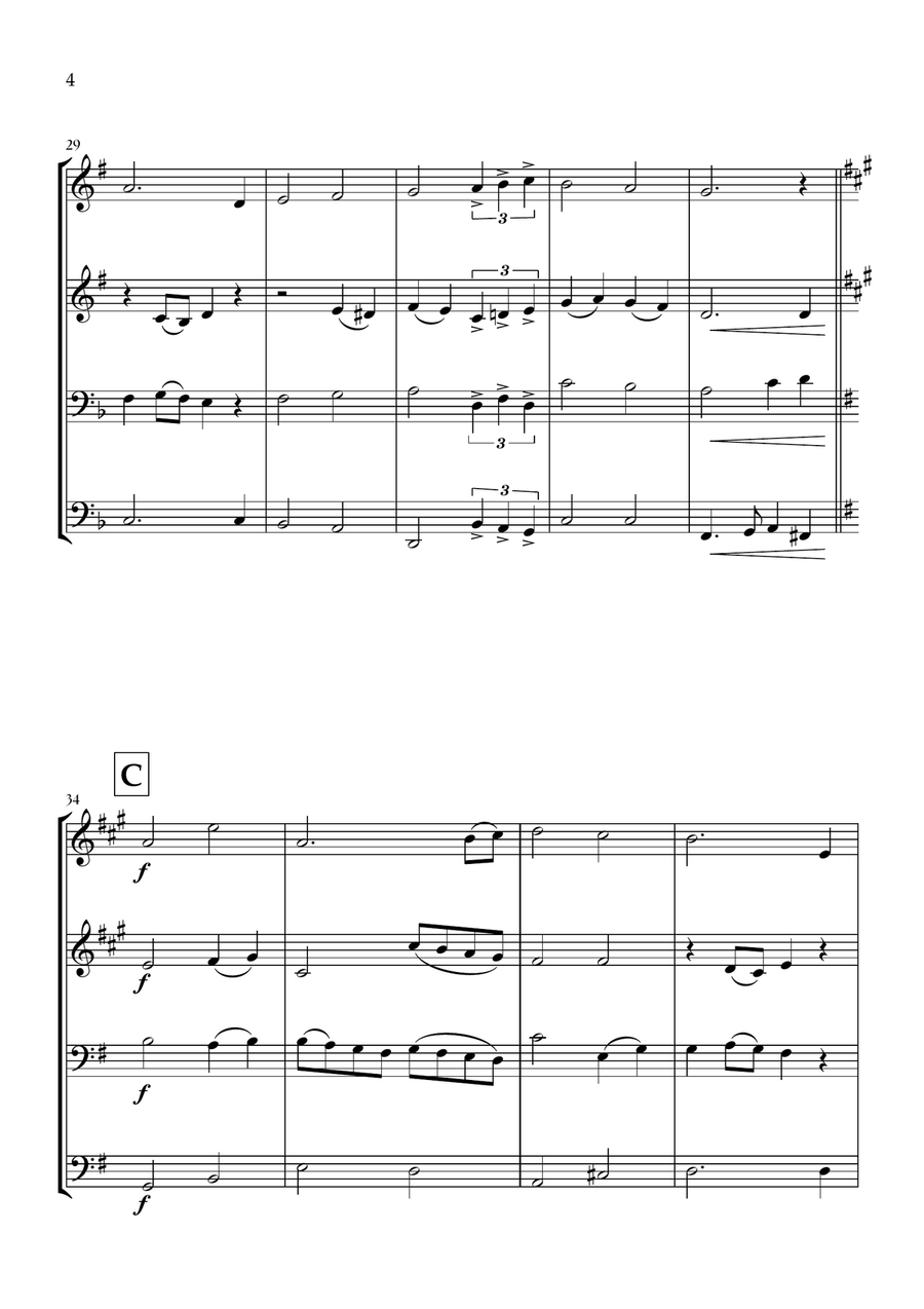 Can't Help Falling In Love Brass Quartet scores gallery preview page 4