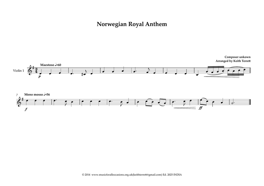 Norwegian Royal Anthem for String Orchestra String Orchestra scores gallery preview page 4