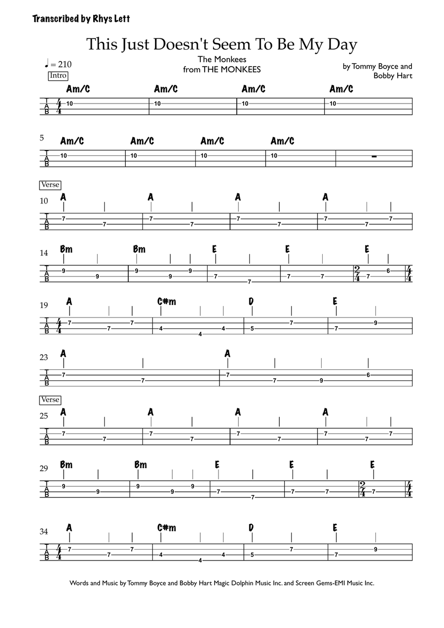 This Just Doesn't Seem To Be My Day Acoustic Guitar scores gallery preview page 1
