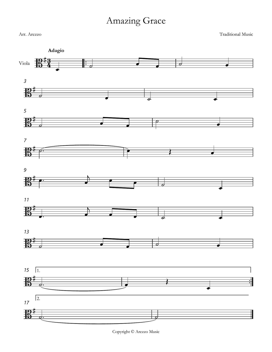 john newton amazing grace Viola lead sheet in G major Viola Solo scores gallery preview page 1