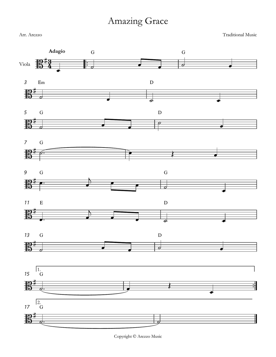john newton amazing grace Viola lead sheet in G major Chord Symbols Viola Solo scores gallery preview page 1