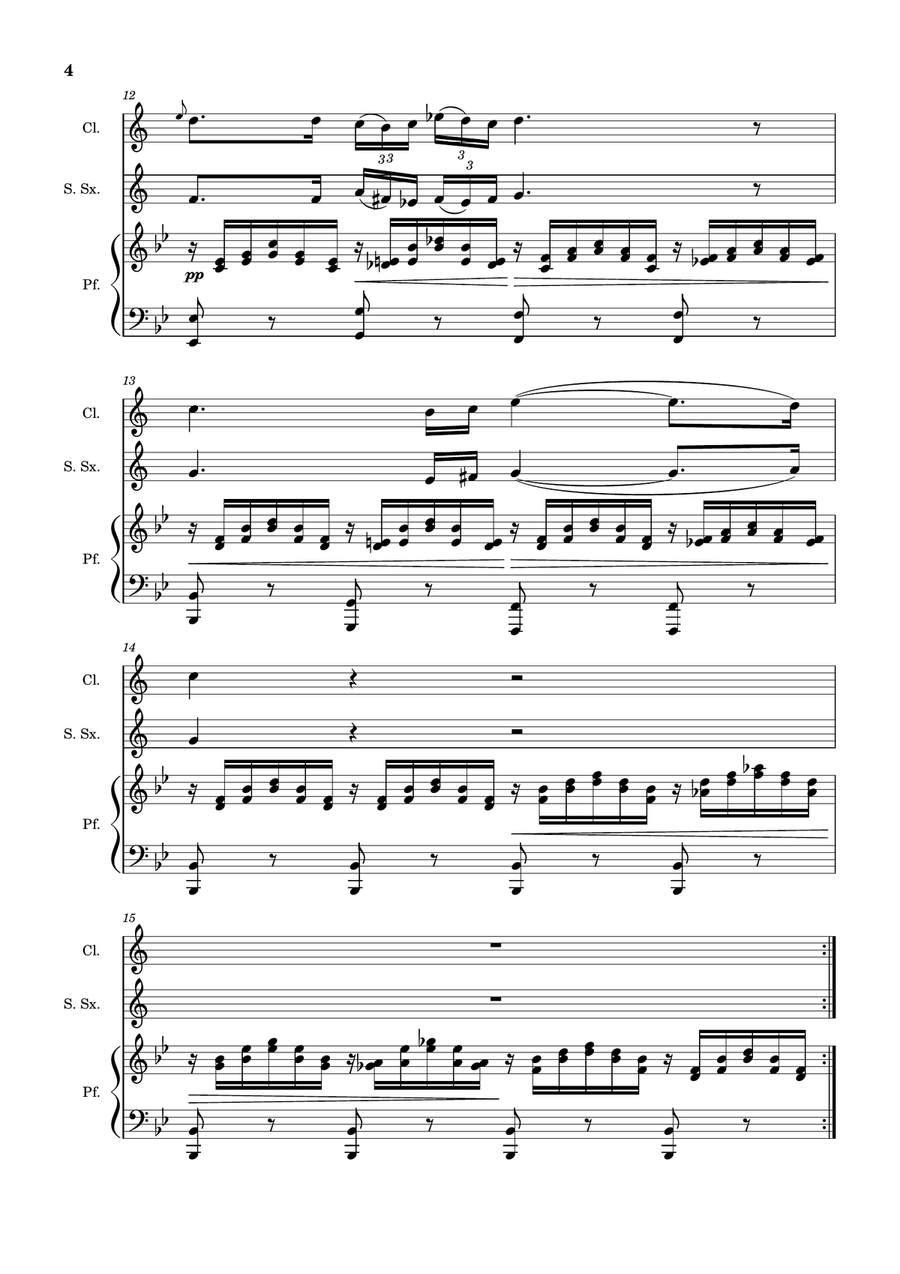 Ave Maria by F. Schubert – Clarinet, S. Sax and Piano. Score and Parts Small Ensemble scores gallery preview page 4