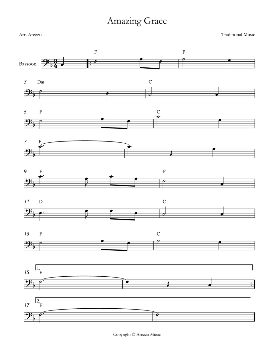 john newton amazing grace Tuba lead sheet in F major Chord Symbols Tuba scores gallery preview page 1