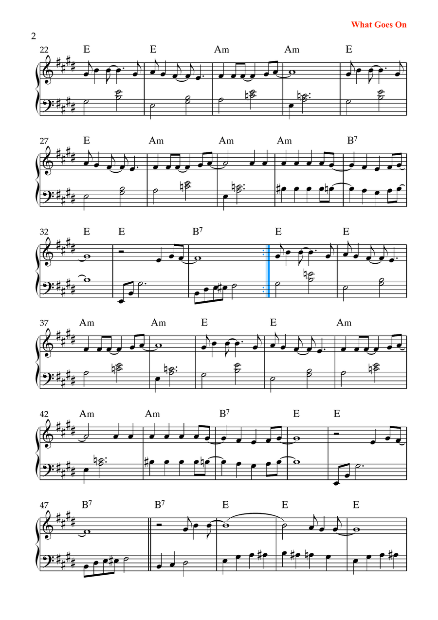 What Goes On What Goes On Easy Piano scores gallery preview page 2