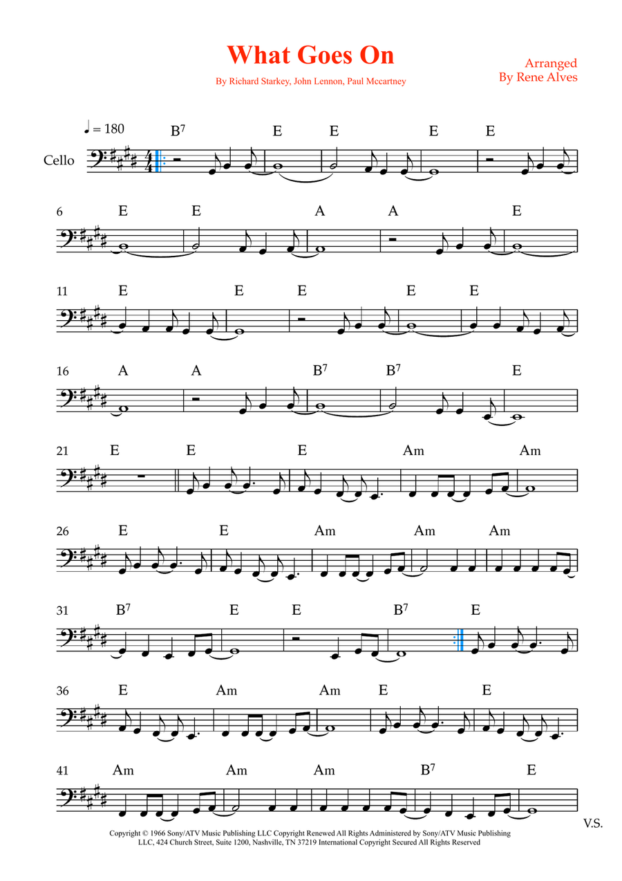 What Goes On What Goes On Cello Solo scores gallery preview page 1
