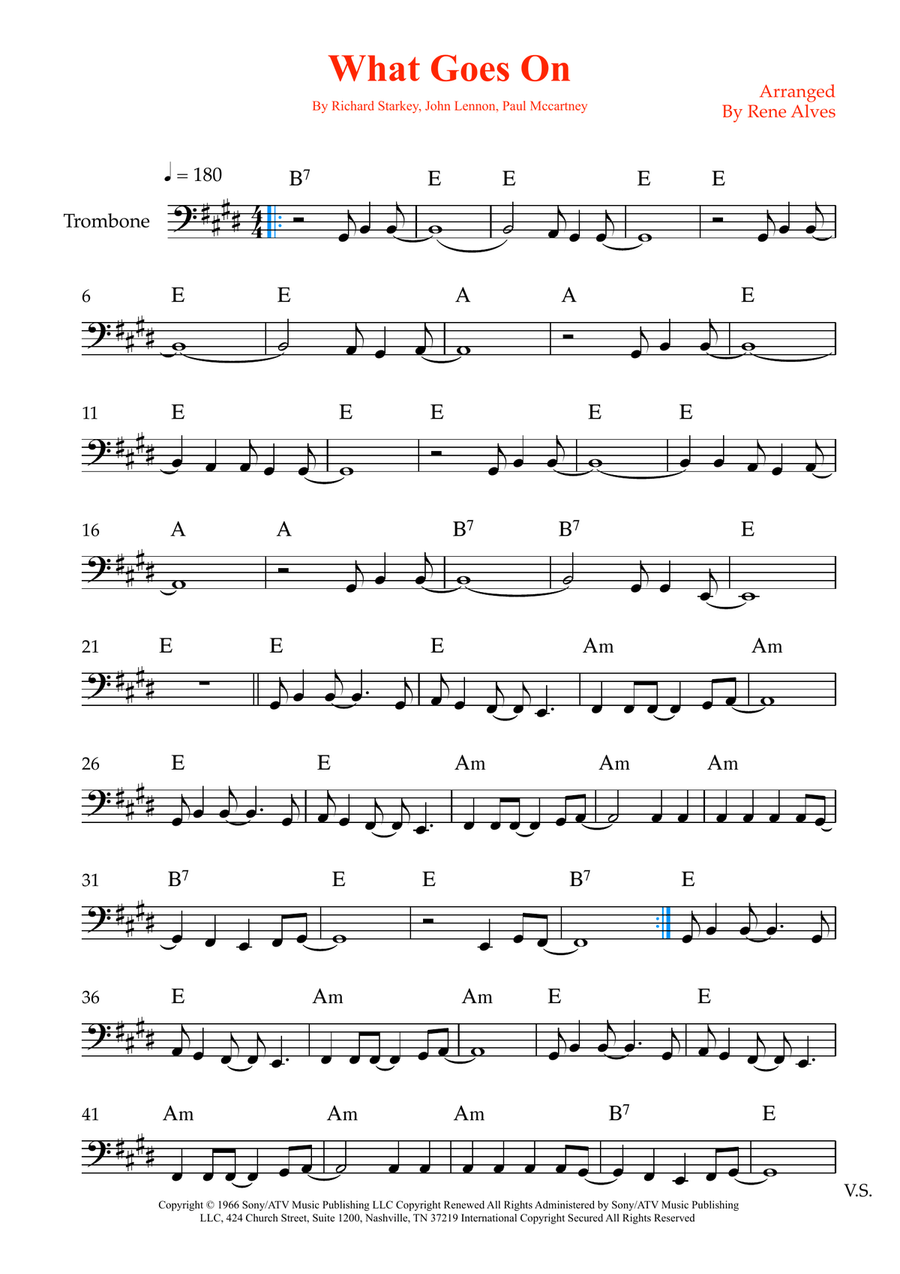 What Goes On What Goes On Trombone Solo scores gallery preview page 1