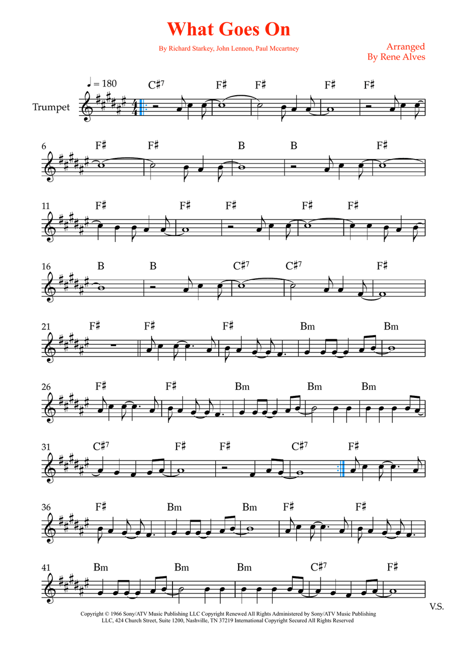 What Goes On What Goes On B-Flat Trumpet scores gallery preview page 1