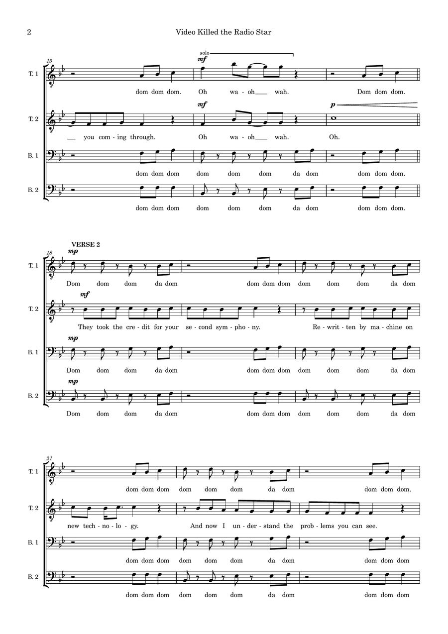 Video Killed The Radio Star (arr. Wendy Sergeant) TTBB scores gallery preview page 2