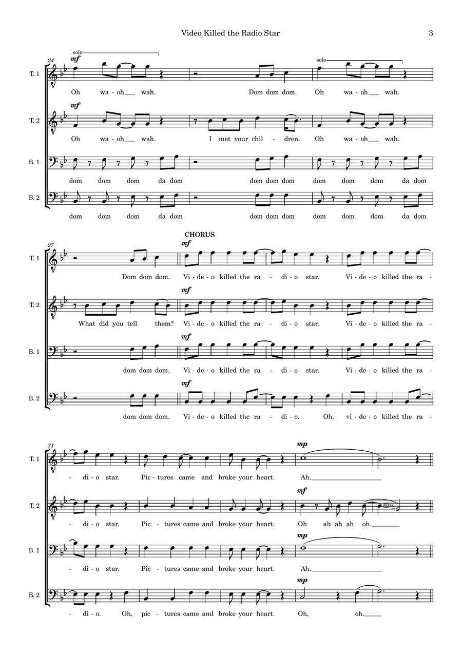 Video Killed The Radio Star (arr. Wendy Sergeant) TTBB scores gallery preview page 3