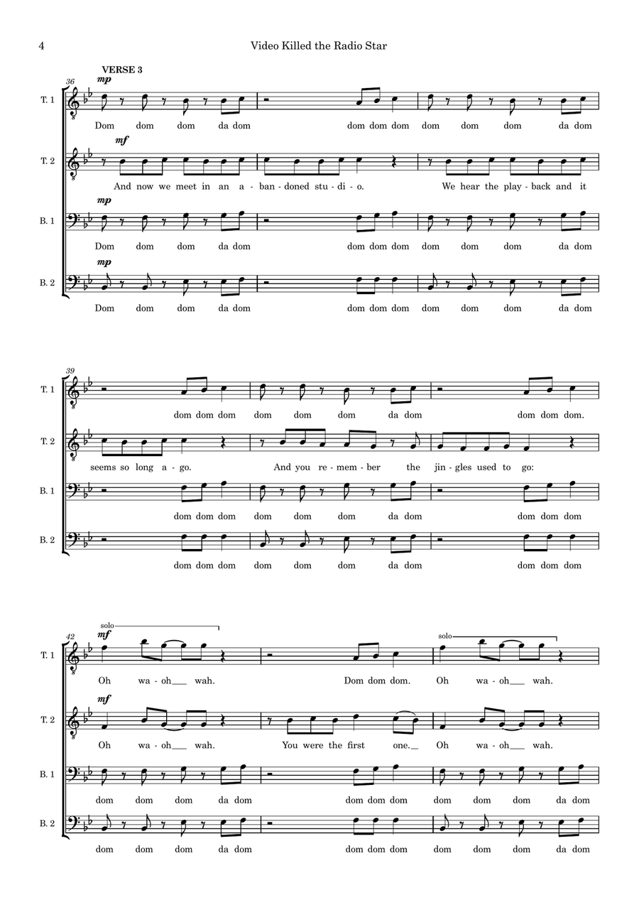 Video Killed The Radio Star (arr. Wendy Sergeant) TTBB scores gallery preview page 4