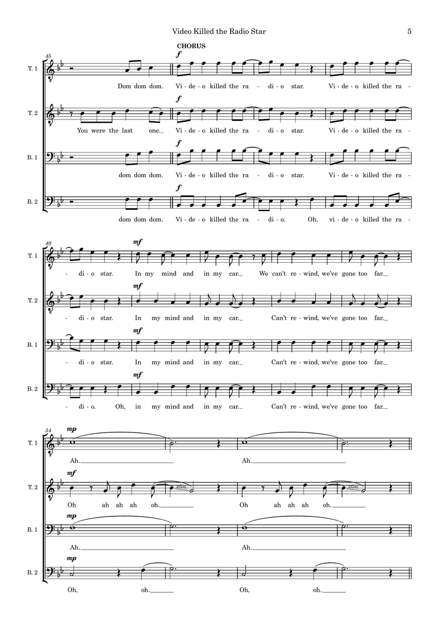 Video Killed The Radio Star (arr. Wendy Sergeant) TTBB scores gallery preview page 5