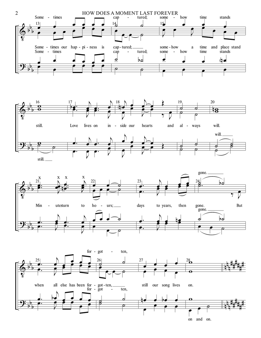 How Does A Moment Last Forever TTBB scores gallery preview page 2