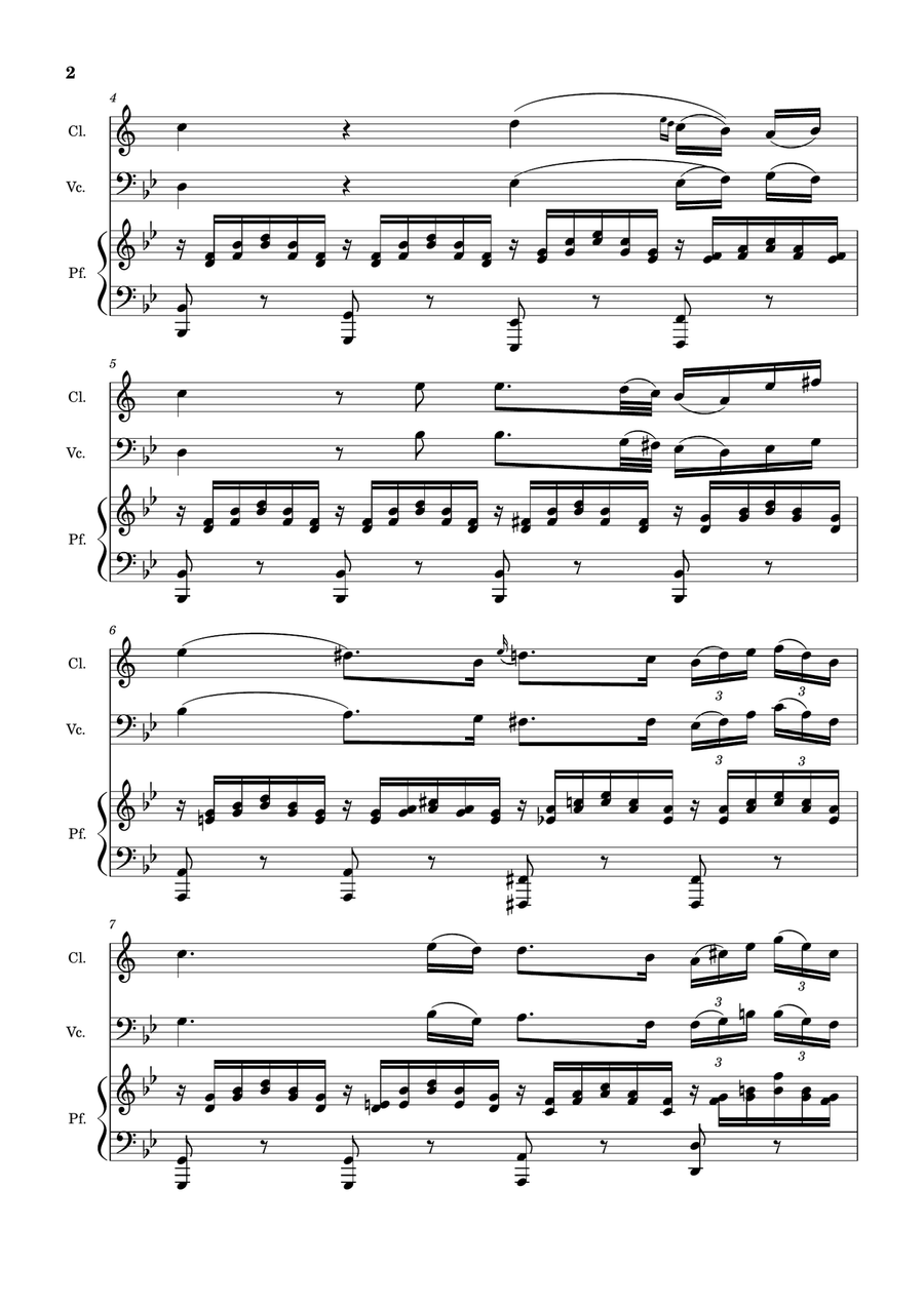 Ave Maria by F. Schubert – Clarinet, Cello and Piano. Score and Parts Small Ensemble scores gallery preview page 2