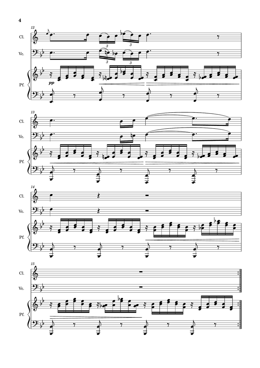 Ave Maria by F. Schubert – Clarinet, Cello and Piano. Score and Parts Small Ensemble scores gallery preview page 4