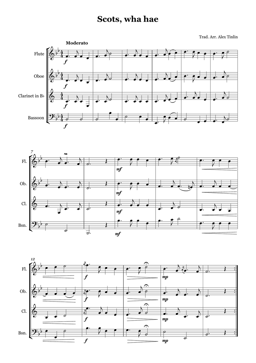 Scots, Wha Hae Scots, Wha Hae Woodwind Quartet scores gallery preview page 2