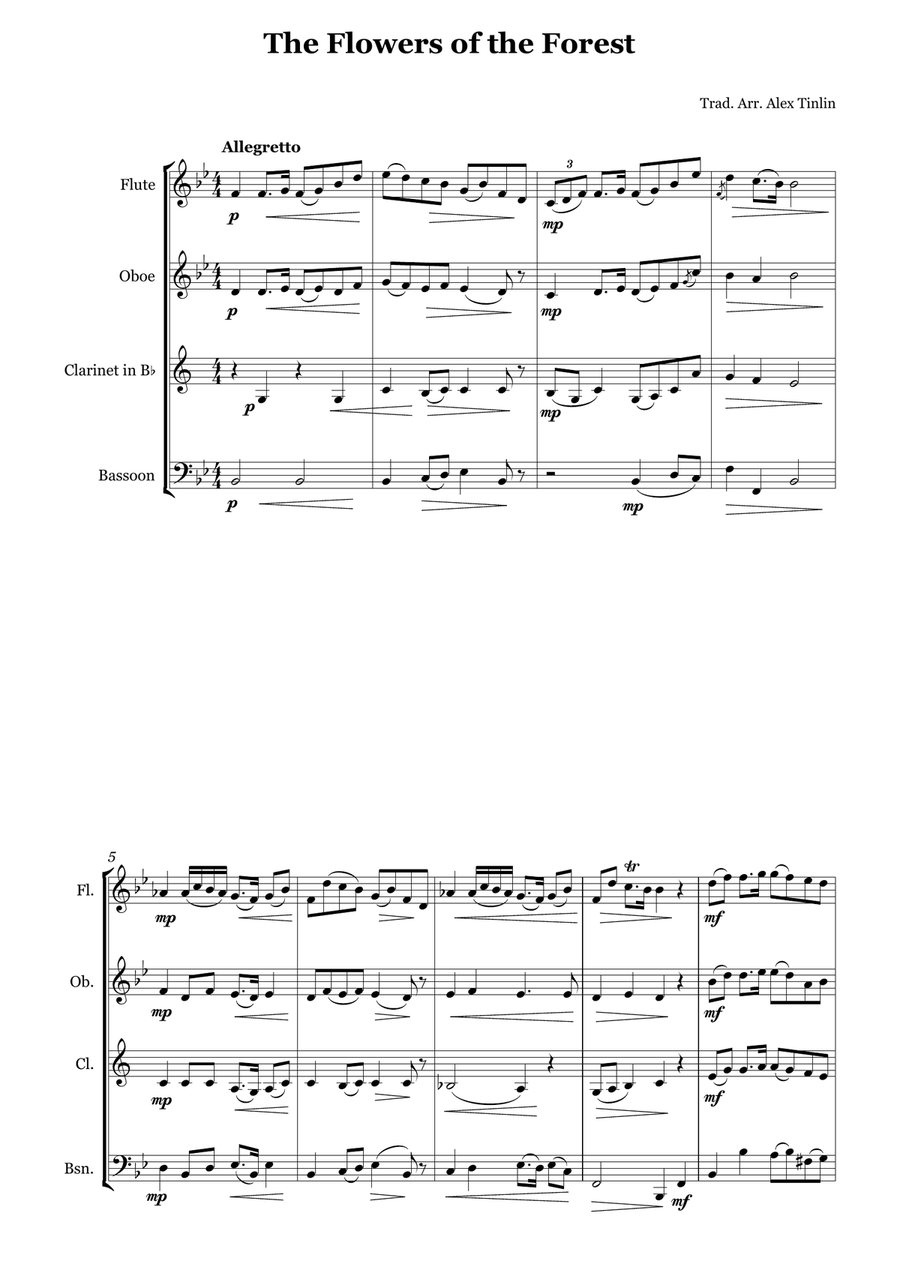 The Flowers of the Forest Woodwind Quartet scores gallery preview page 2