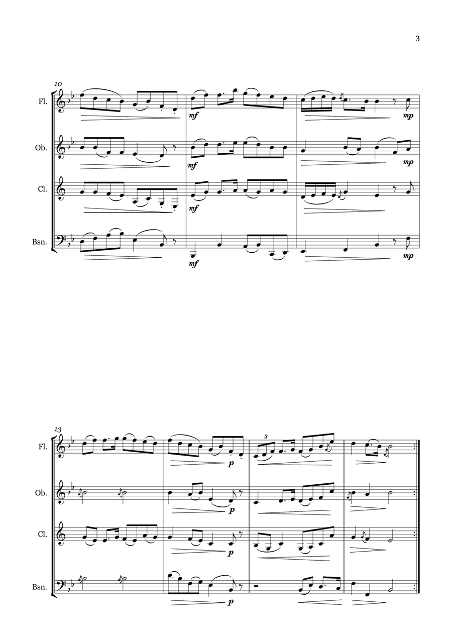 The Flowers of the Forest Woodwind Quartet scores gallery preview page 3