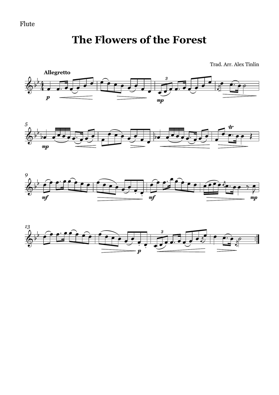 The Flowers of the Forest Woodwind Quartet scores gallery preview page 4