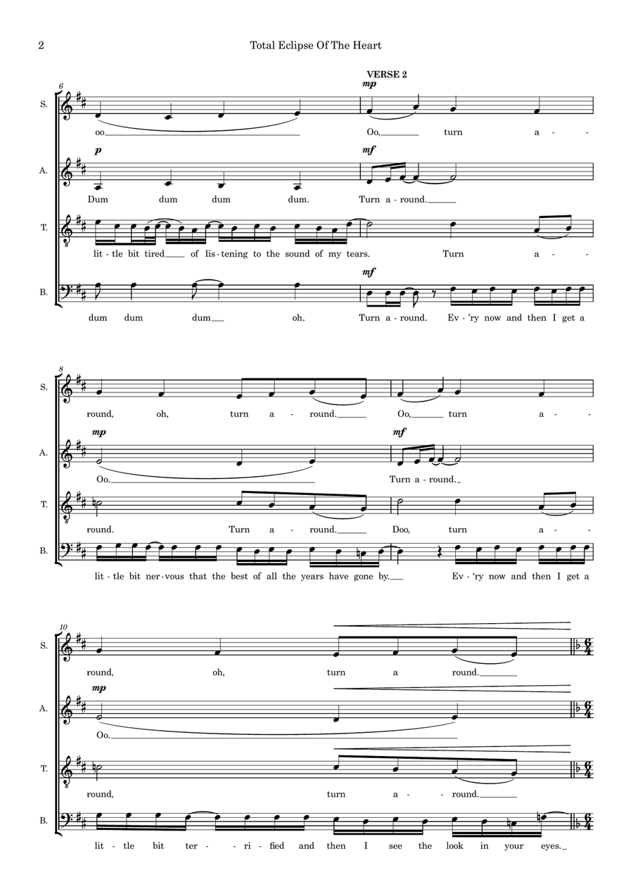 Total Eclipse Of The Heart (arr. Dan Pate) 4-Part scores gallery preview page 2